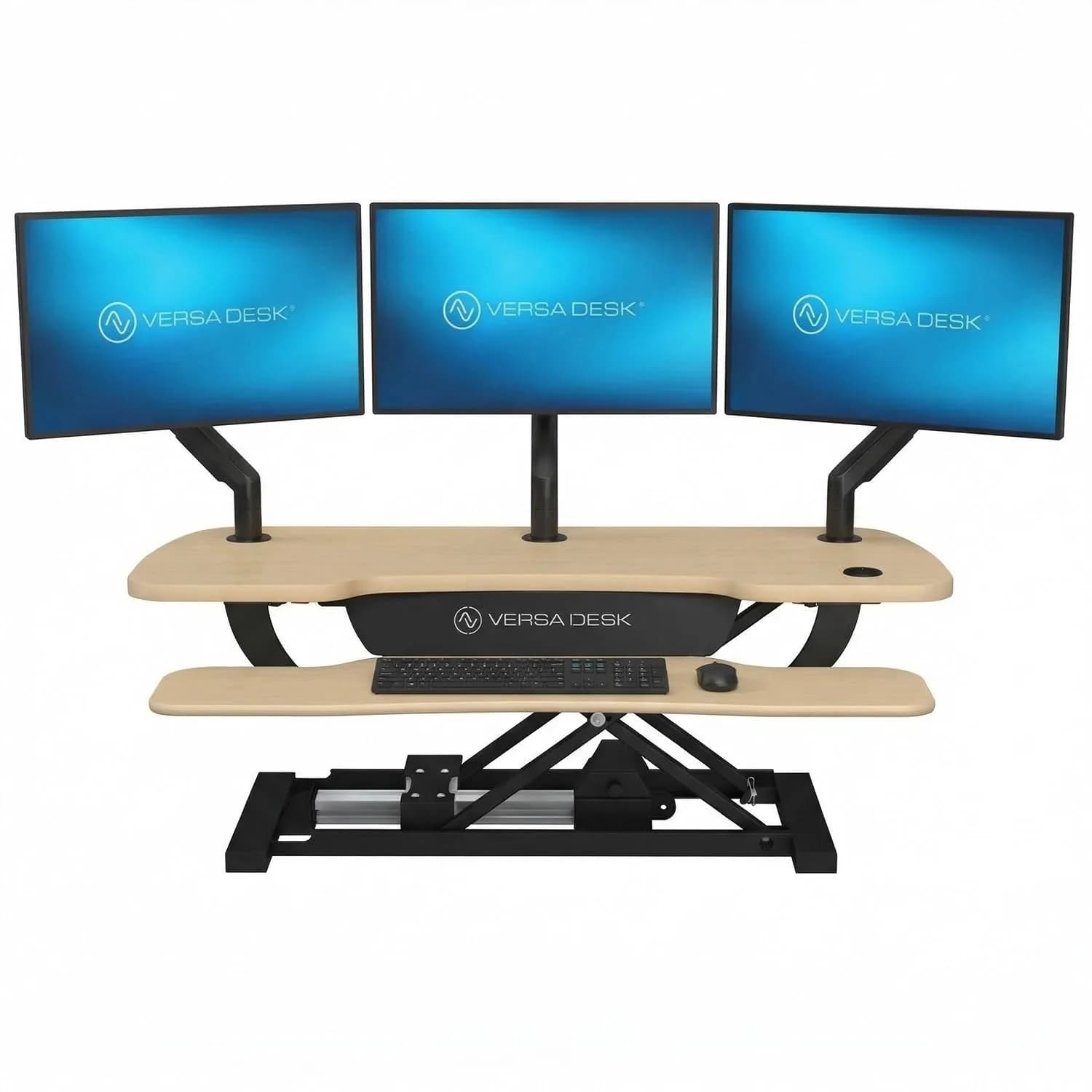 VERSADESK PowerPro 40 Inch Electric Standing Desk Converter | Push-Button Height Adjustable Sit to Stand Desk Riser for Monitors & Laptop