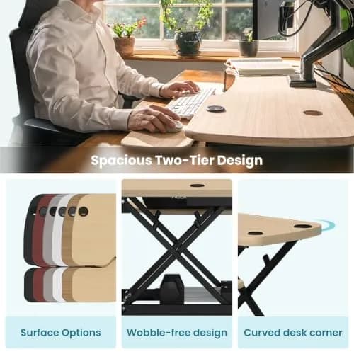 VERSADESK PowerPro 40 Inch Electric Standing Desk Converter | Push-Button Height Adjustable Sit to Stand Desk Riser for Monitors & Laptop thumbnail 4
