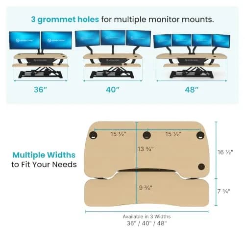 VERSADESK PowerPro 40 Inch Electric Standing Desk Converter | Push-Button Height Adjustable Sit to Stand Desk Riser for Monitors & Laptop thumbnail 2