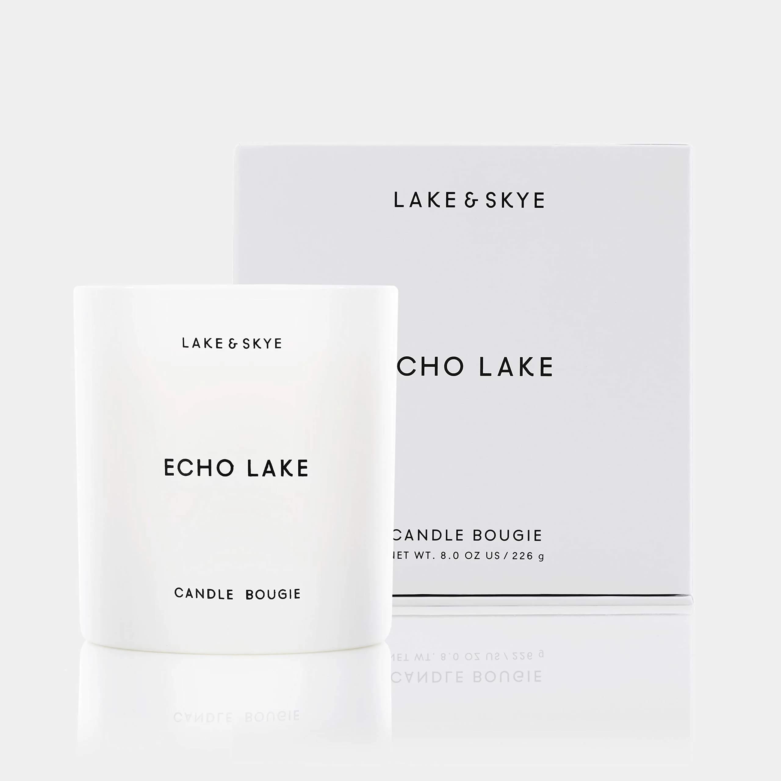 Lake & Skye Echo Lake Candle - Vegan Soy, Floral & Woody, 8 oz | 50 Hour Burn Time