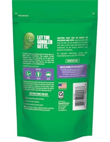 Green Gobbler Septic Tank Treatment Packets 12 Pods | Natural Bacterial & Enzymes to Prevent Septic Issues thumbnail 2