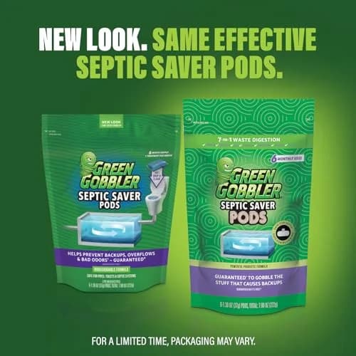 Green Gobbler Septic Tank Treatment Packets 12 Pods | Natural Bacterial & Enzymes to Prevent Septic Issues thumbnail 3