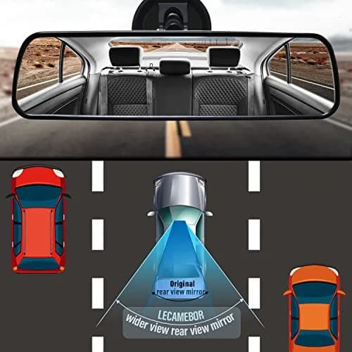 LECAMEBOR Rear View Mirror, Universal Thickened Anti-glare HD Car Interior Mirror | 24.5 x 7 CM, Plain HD, Wide View thumbnail 6