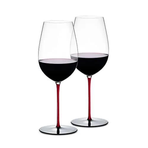 LUXU Crystal Wine Glasses with Red Stem & Black Base, 880ml (31 Fl Oz) | Hand Blown Artistry for Bordeaux & Cabernet Sauvignon thumbnail 1