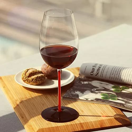 LUXU Crystal Wine Glasses with Red Stem & Black Base, 880ml (31 Fl Oz) | Hand Blown Artistry for Bordeaux & Cabernet Sauvignon thumbnail 6