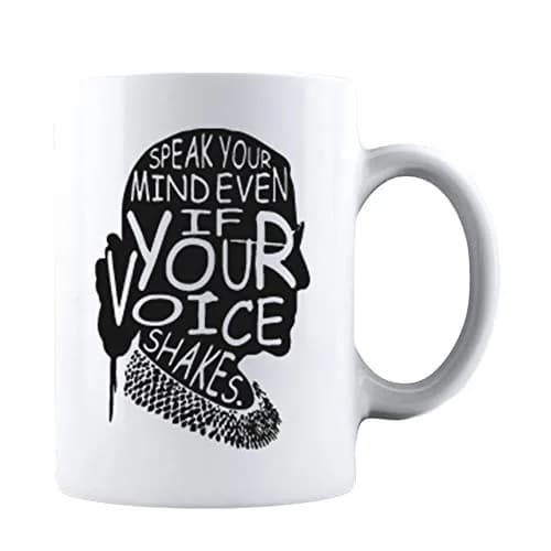 Kropsis Speak Your Mind Even If Your Voice Shakes Double-Sided Ceramic Coffee Mug White | Humorous Gift for Special Days thumbnail 1