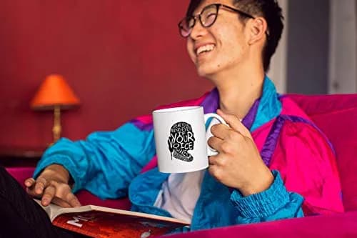 Kropsis Speak Your Mind Even If Your Voice Shakes Double-Sided Ceramic Coffee Mug White | Humorous Gift for Special Days thumbnail 5