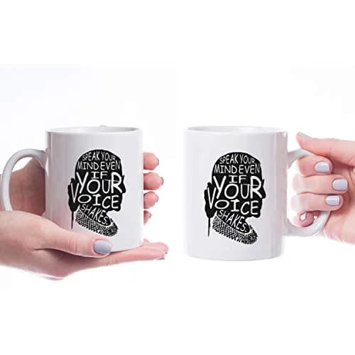 Kropsis Speak Your Mind Even If Your Voice Shakes Double-Sided Ceramic Coffee Mug White | Humorous Gift for Special Days thumbnail 6