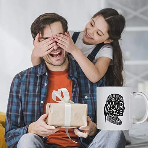 Kropsis Speak Your Mind Even If Your Voice Shakes Double-Sided Ceramic Coffee Mug White | Humorous Gift for Special Days thumbnail 7