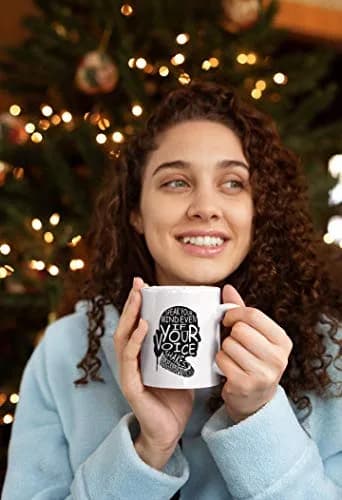 Kropsis Speak Your Mind Even If Your Voice Shakes Double-Sided Ceramic Coffee Mug White | Humorous Gift for Special Days thumbnail 2