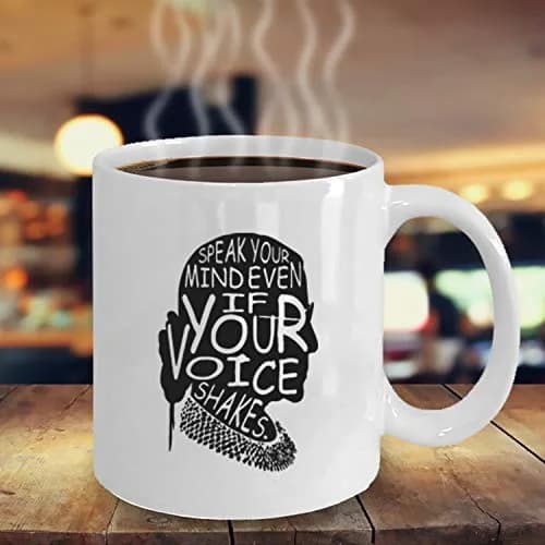 Kropsis Speak Your Mind Even If Your Voice Shakes Double-Sided Ceramic Coffee Mug White | Humorous Gift for Special Days thumbnail 3