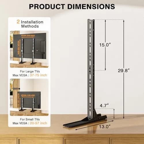 TAVR Universal Table Top TV Stand Mount for 20-75 Inch TVs | Heavy Duty Metal Support thumbnail 3