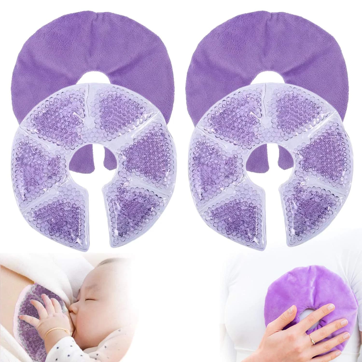 Gbrand Breast Therapy Pads, Hot Cold Breastfeeding Gel Pads 17cm (6.7 inches) | Reusable Cold & Hot Compress for Postpartum Recovery - main product image