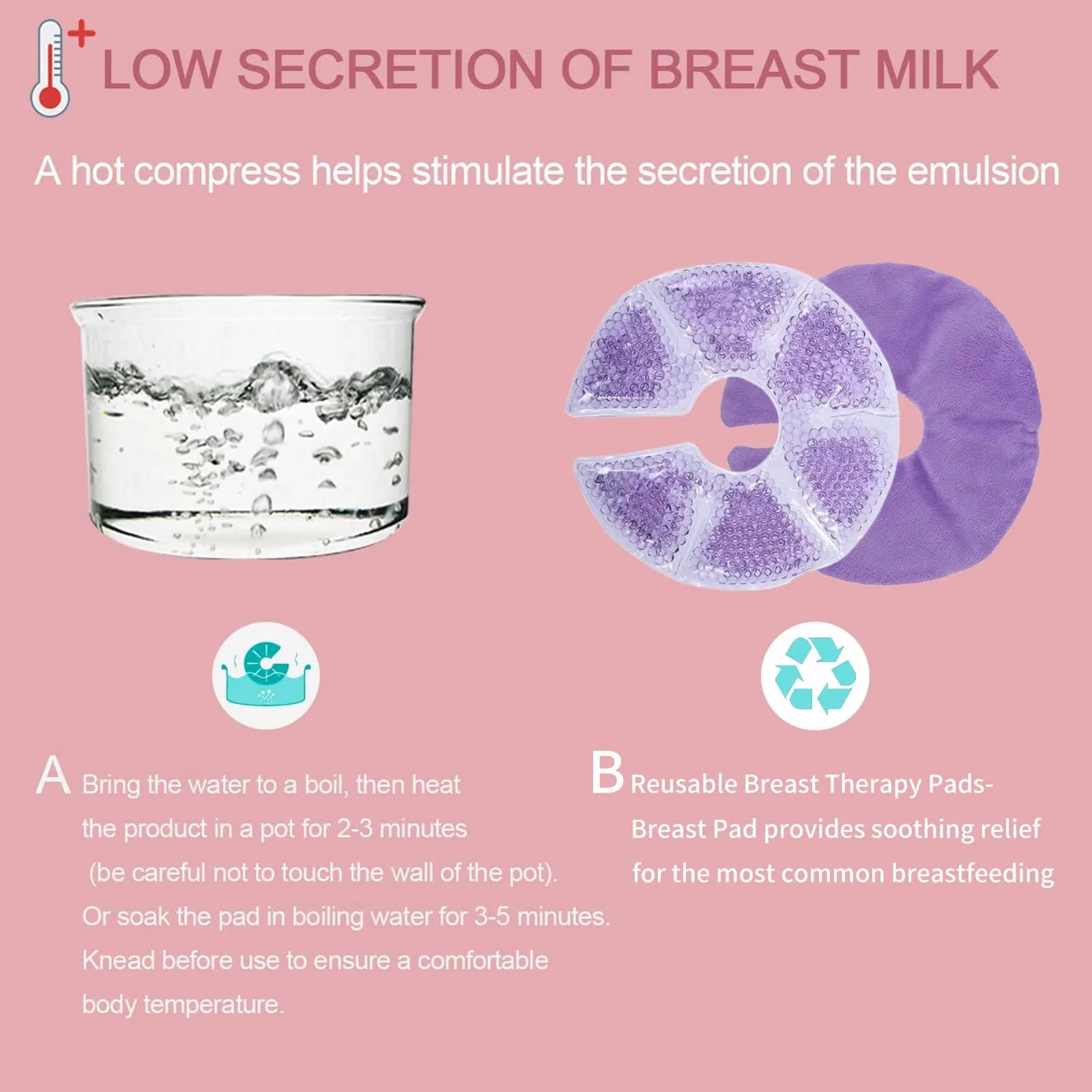 Gbrand Breast Therapy Pads, Hot Cold Breastfeeding Gel Pads 17cm (6.7 inches) | Reusable Cold & Hot Compress for Postpartum Recovery - view 5