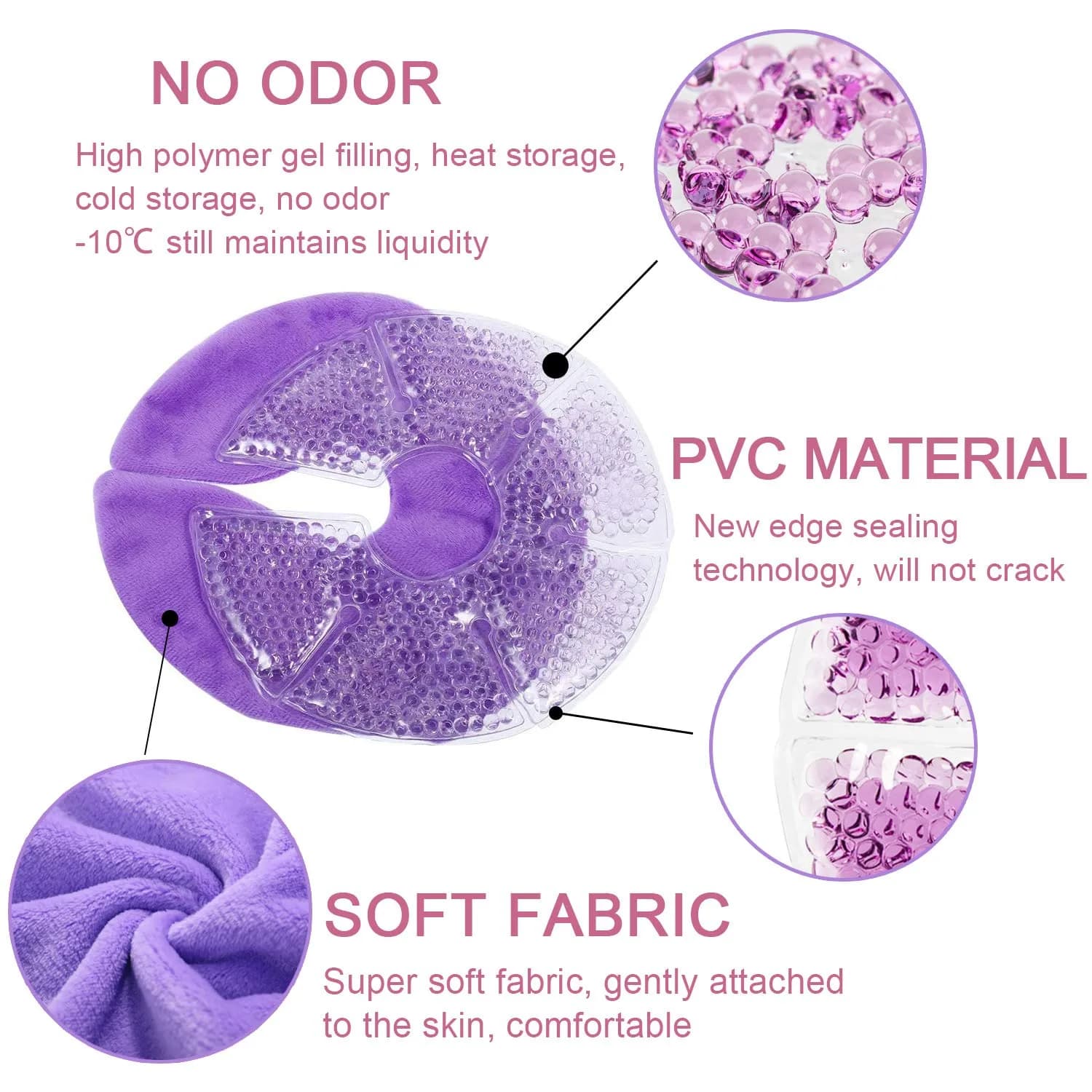 Gbrand Breast Therapy Pads, Hot Cold Breastfeeding Gel Pads 17cm (6.7 inches) | Reusable Cold & Hot Compress for Postpartum Recovery - view 3