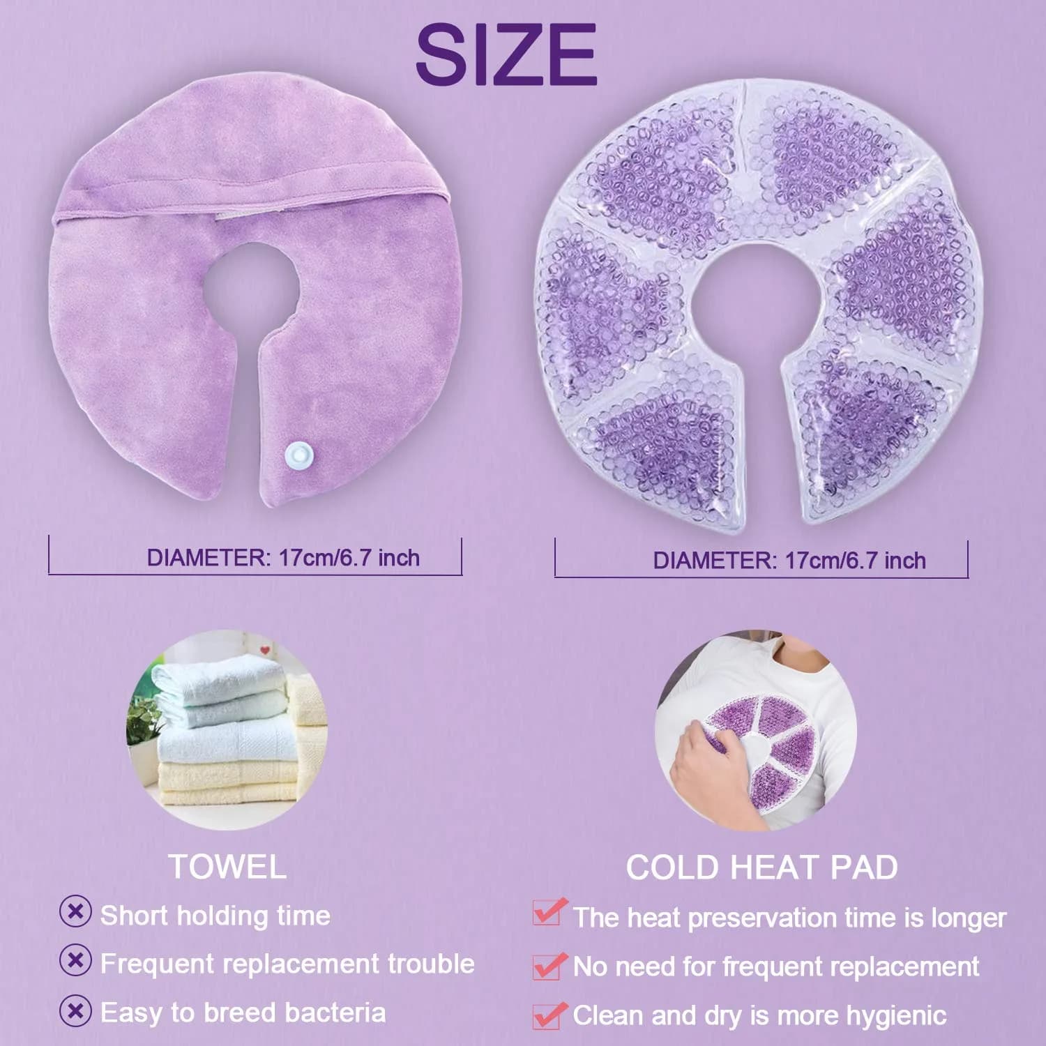 Gbrand Breast Therapy Pads, Hot Cold Breastfeeding Gel Pads 17cm (6.7 inches) | Reusable Cold & Hot Compress for Postpartum Recovery - view 4