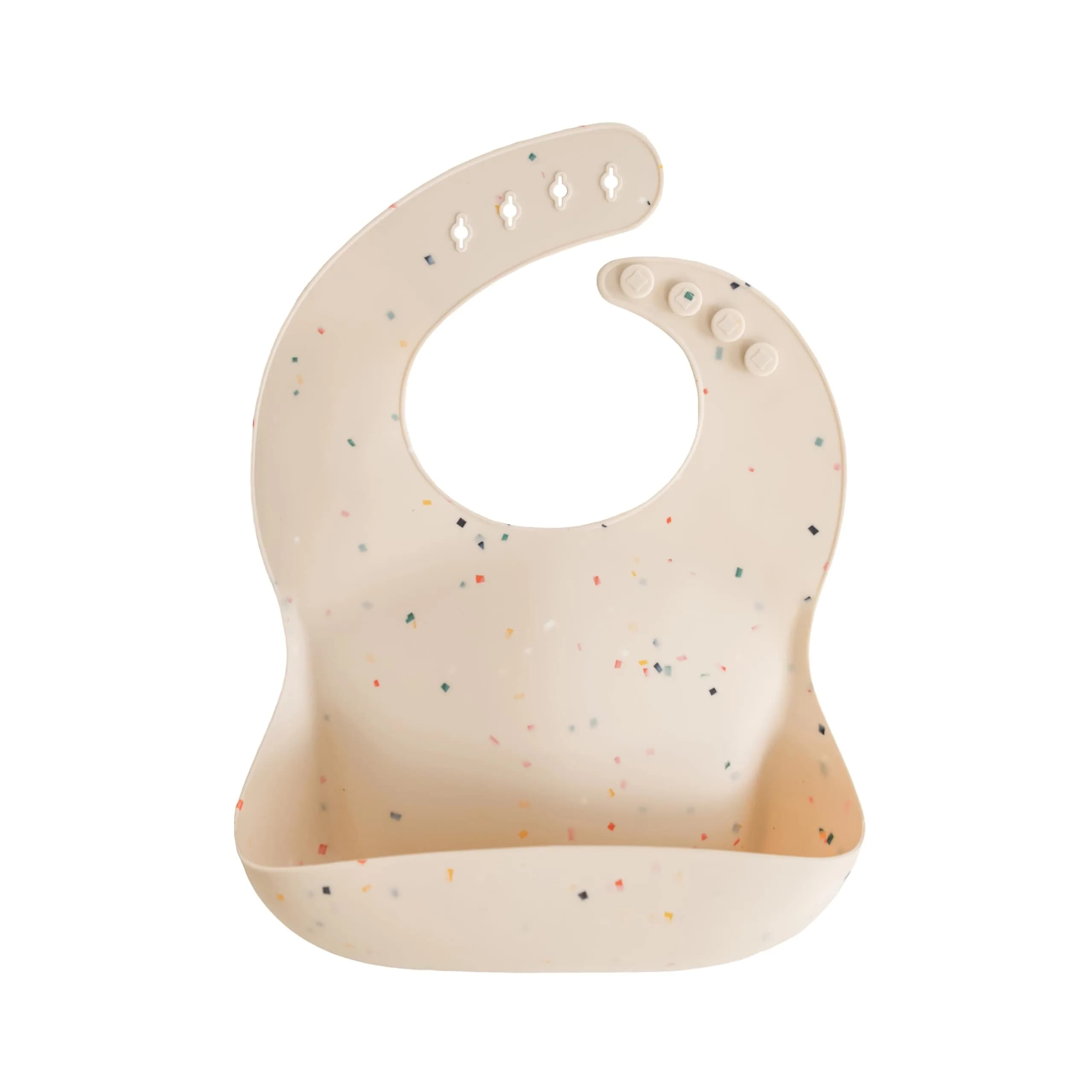mushie Silicone Baby Bib | Adjustable Fit Waterproof Vanilla Confetti (133g)