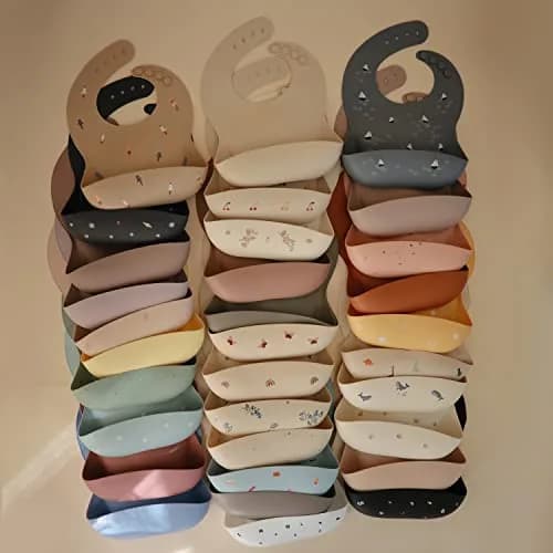 mushie Silicone Baby Bib | Adjustable Fit Waterproof Vanilla Confetti (133g) thumbnail 9