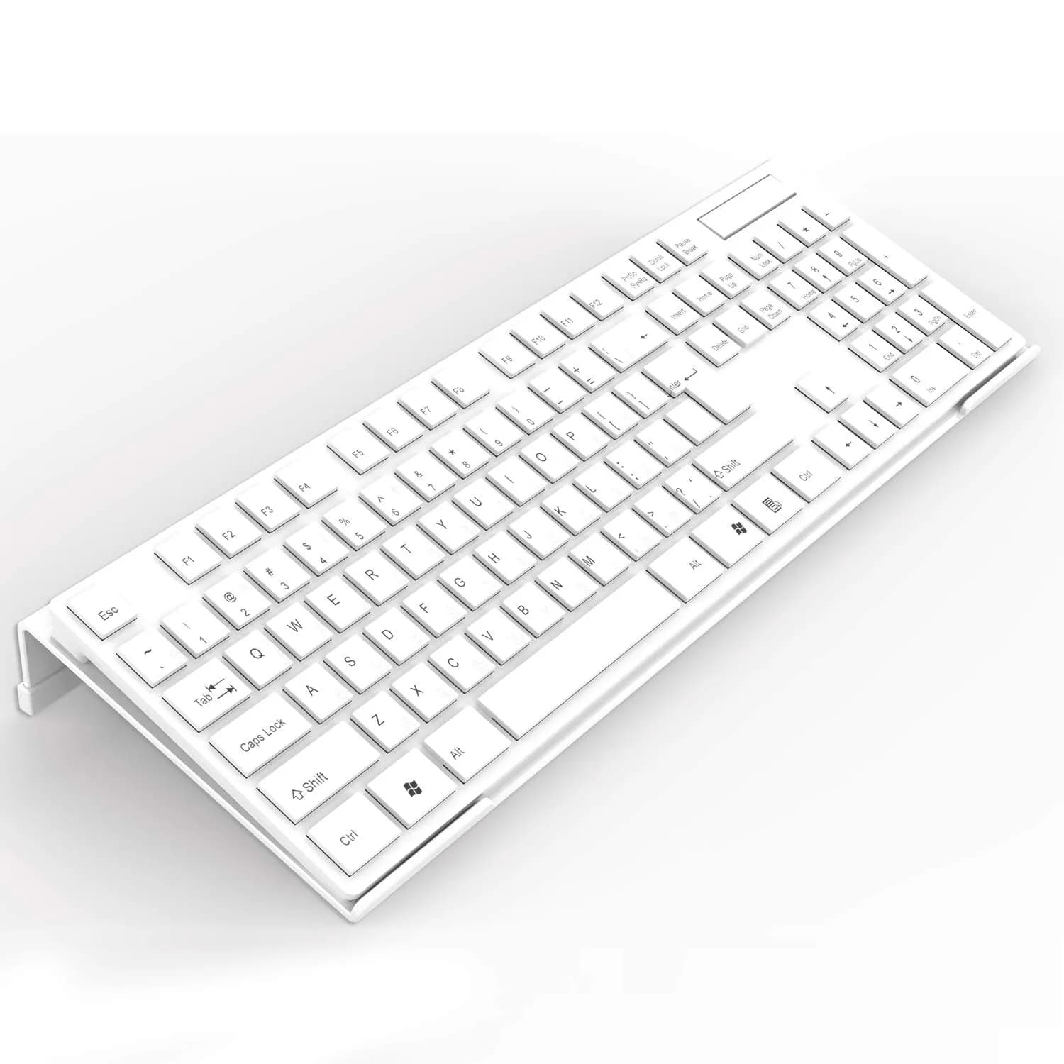 KOTEMON Acrylic Tilted Keyboard Stand for Ergonomic Typing | White, Full Size — Porcelain White