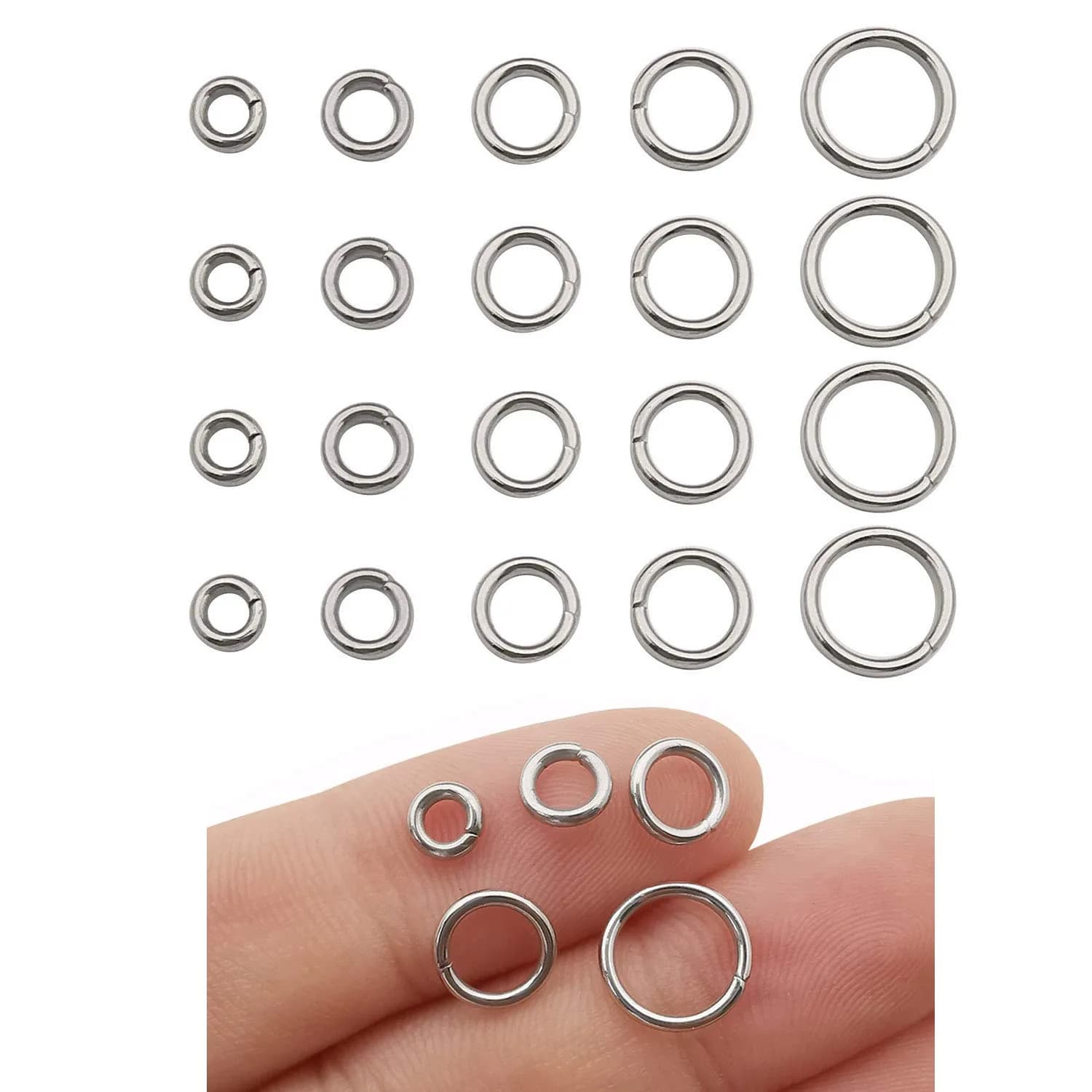 WOCRAFT M535 Stainless Steel Jump Rings (1.5mm Thick) - 1000pcs Mix 5-10mm for Jewelry Making - main product image