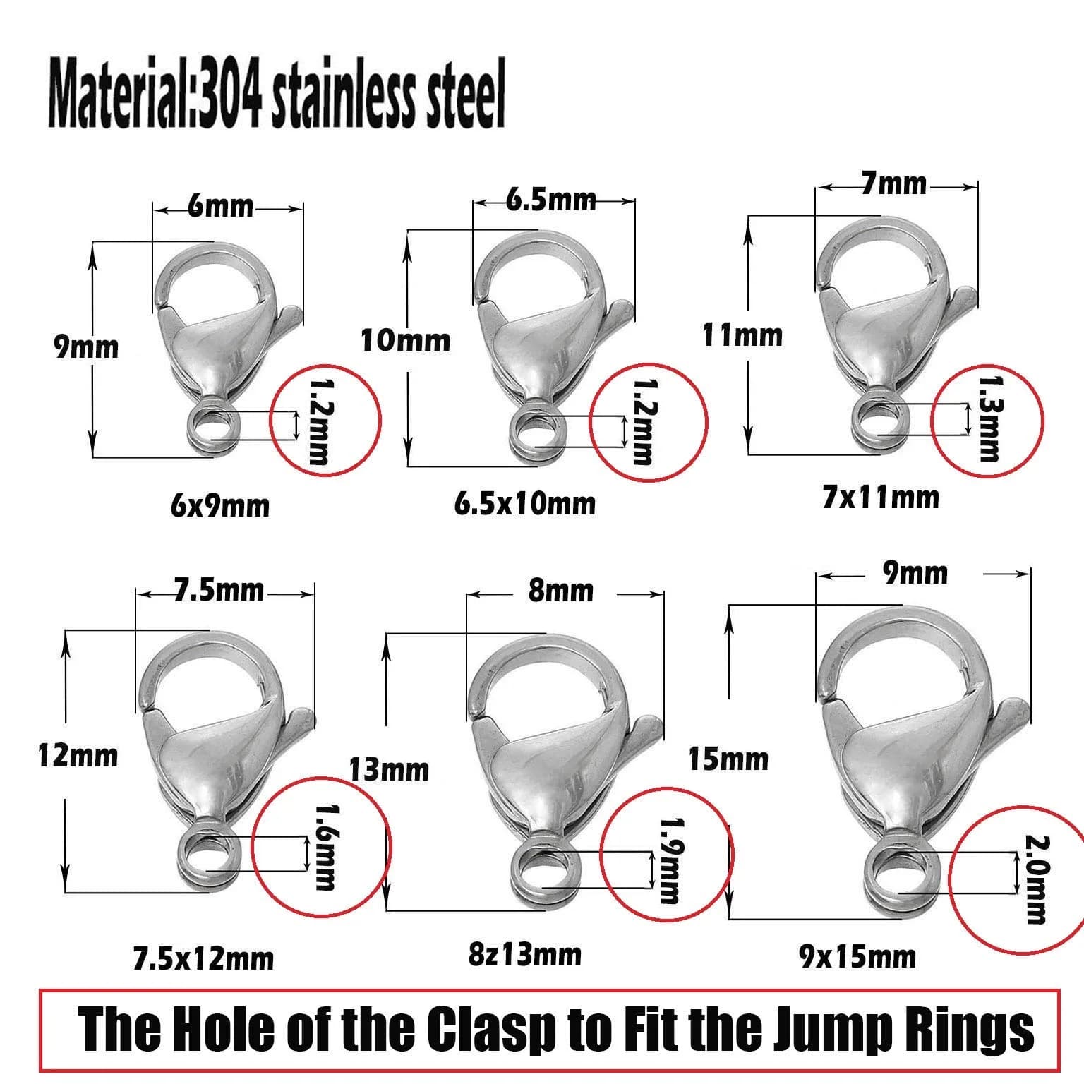 WOCRAFT Stainless Steel Jump Rings M534 (4mm-8mm Mix) for Jewelry Making - 1000 Pcs - view 4