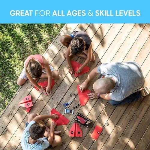 POWERUP 12 Color Paper Airplane Templates | 6 Designs, Waterproof & Tear-Proof DuPont Tyvek Sheets, Includes Display Stand thumbnail 4