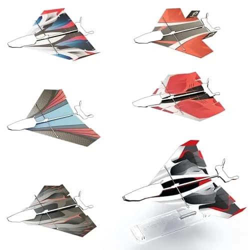 POWERUP 12 Color Paper Airplane Templates | 6 Designs, Waterproof & Tear-Proof DuPont Tyvek Sheets, Includes Display Stand thumbnail 1