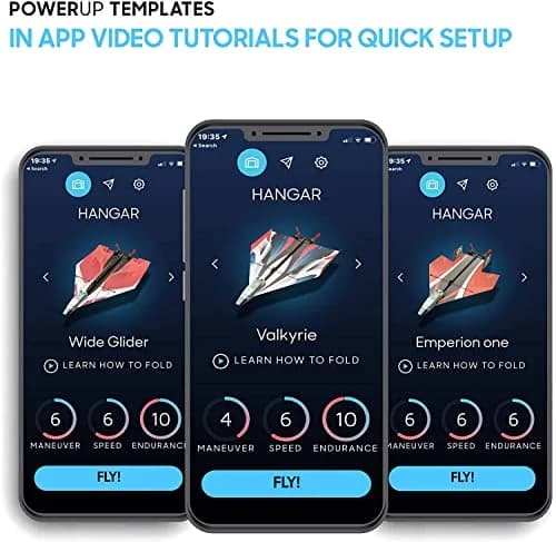 POWERUP 12 Color Paper Airplane Templates | 6 Designs, Waterproof & Tear-Proof DuPont Tyvek Sheets, Includes Display Stand thumbnail 7