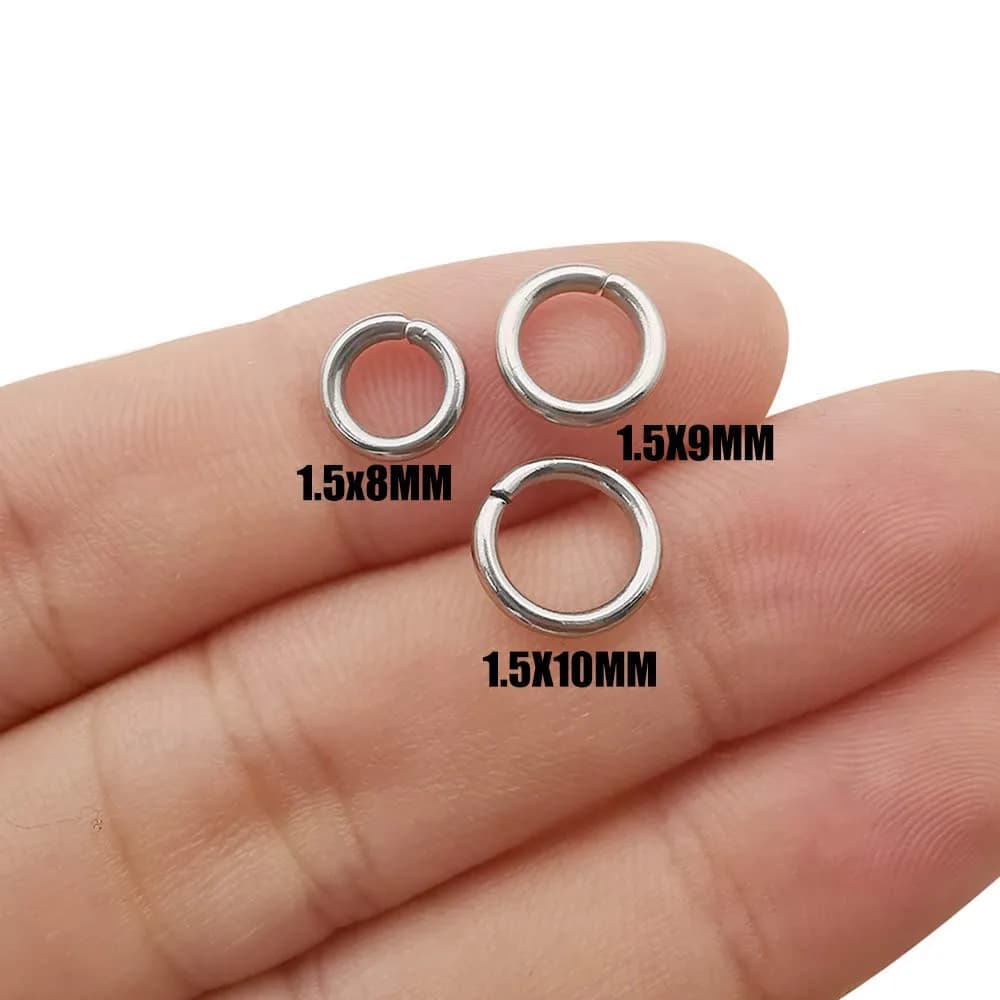 WOCRAFT Stainless Steel Jump Rings 8mm 9mm 10mm (1.5mm Thick) | 300pcs Mix Connector Rings for Jewelry Making - view 2