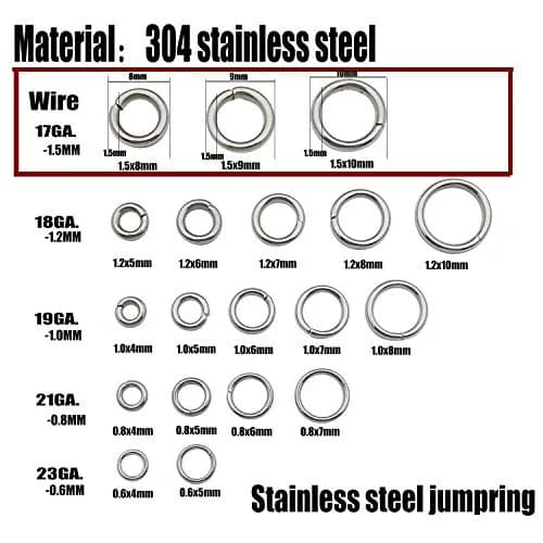 WOCRAFT Stainless Steel Jump Rings 8mm 9mm 10mm (1.5mm Thick) | 300pcs Mix Connector Rings for Jewelry Making thumbnail 3