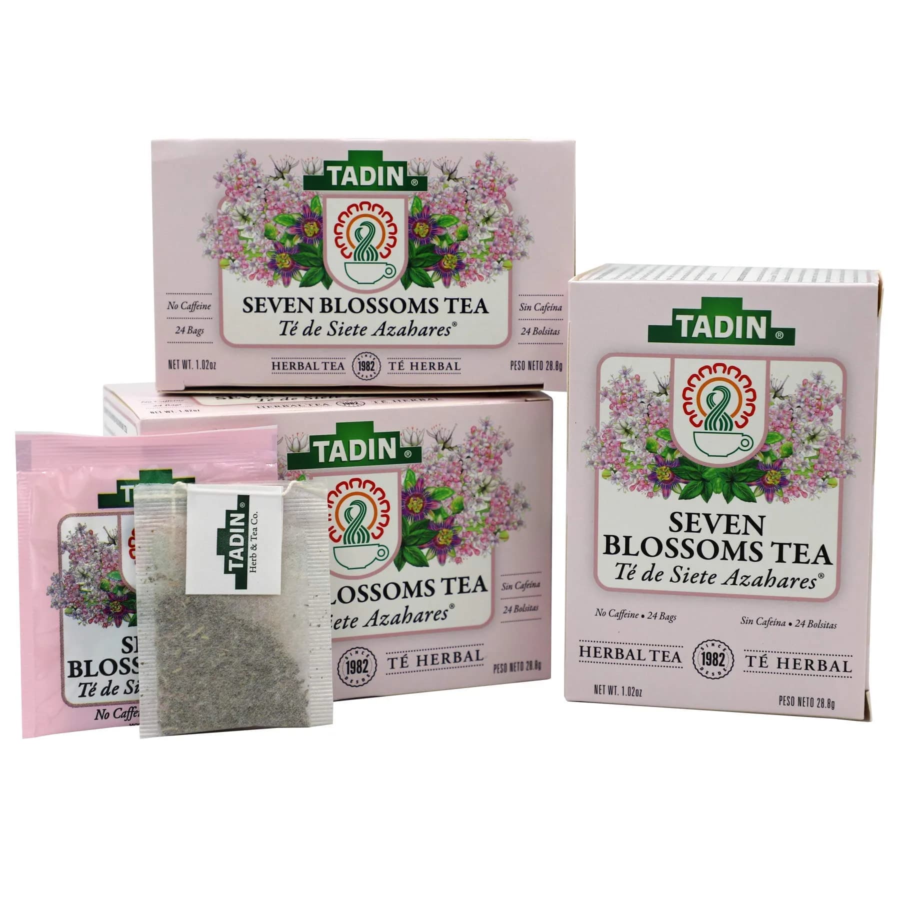 Tadin Seven Blossoms Herbal Tea with Linden Flowers Valerian Root | Caffeine-Free, 24 Count (Pack of 3) — amber