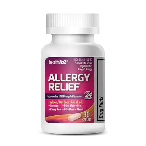 HealthA2Z Fexofenadine HCl 180mg Caplets | 24-Hour Allergy Relief, 30 Count thumbnail 1