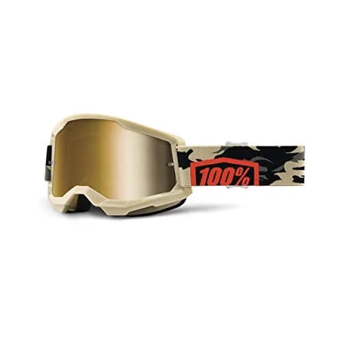 100% Strata 2 Motocross & Mountain Bike Goggles - MX and MTB Racing Protective Eyewear (Kombat - True Gold Lens) | Wide Field of View thumbnail 1