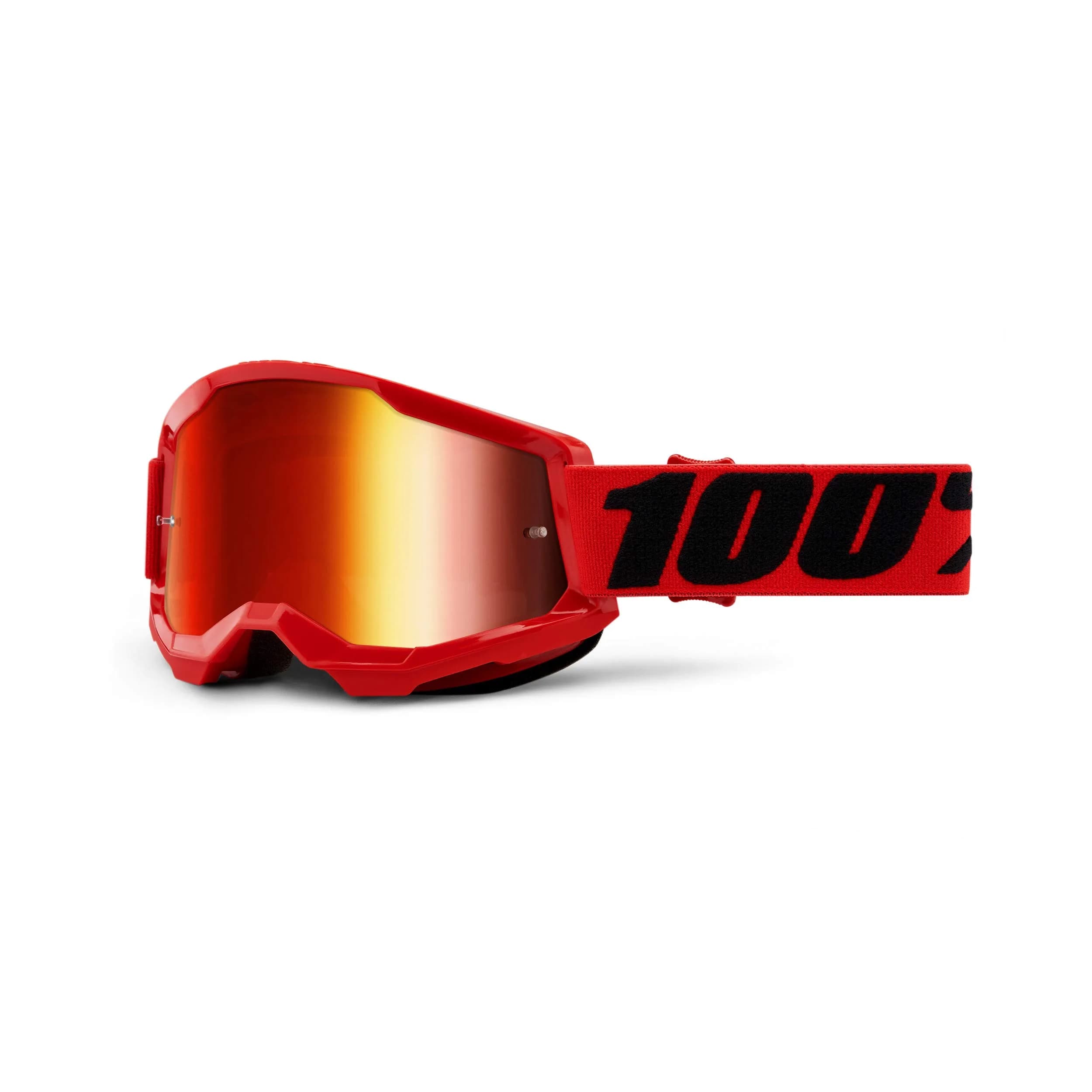 100% Safety Glasses for Motocross & MTB | Mirror Red Lens, Full Rim, One Size