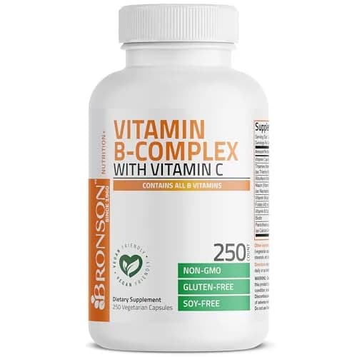 Bronson Vitamin B Complex with Vitamin C Vegetarian Capsules, 250 Count | Supports Energy & Immunity thumbnail 6