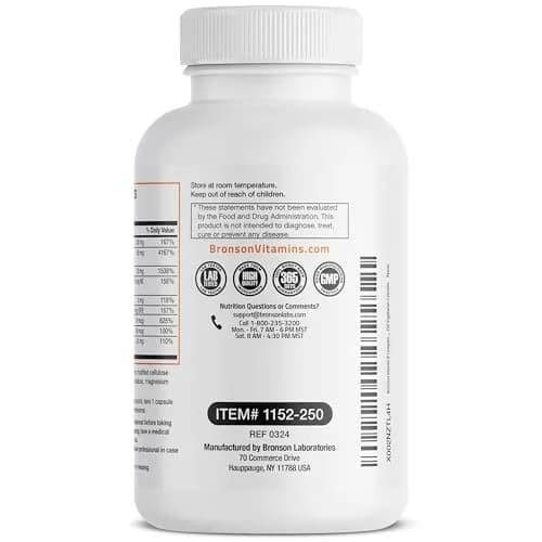 Bronson Vitamin B Complex with Vitamin C Vegetarian Capsules, 250 Count | Supports Energy & Immunity thumbnail 7
