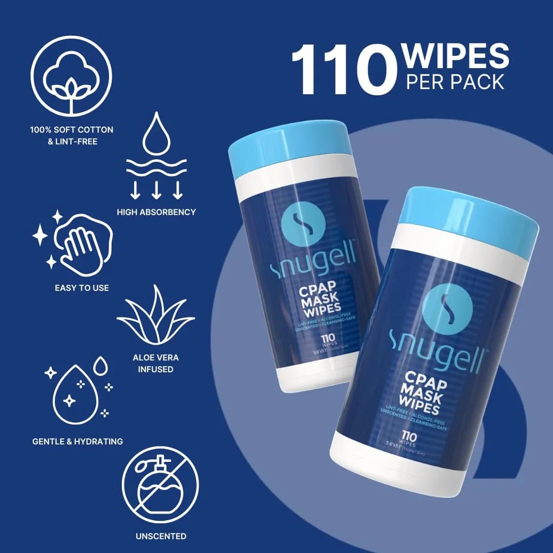 Snugell Unscented CPAP Mask Wipes (3-Pack, 330 Wipes Total) | 100% Soft Cotton, Alcohol-Free with Aloe Vera - view 2