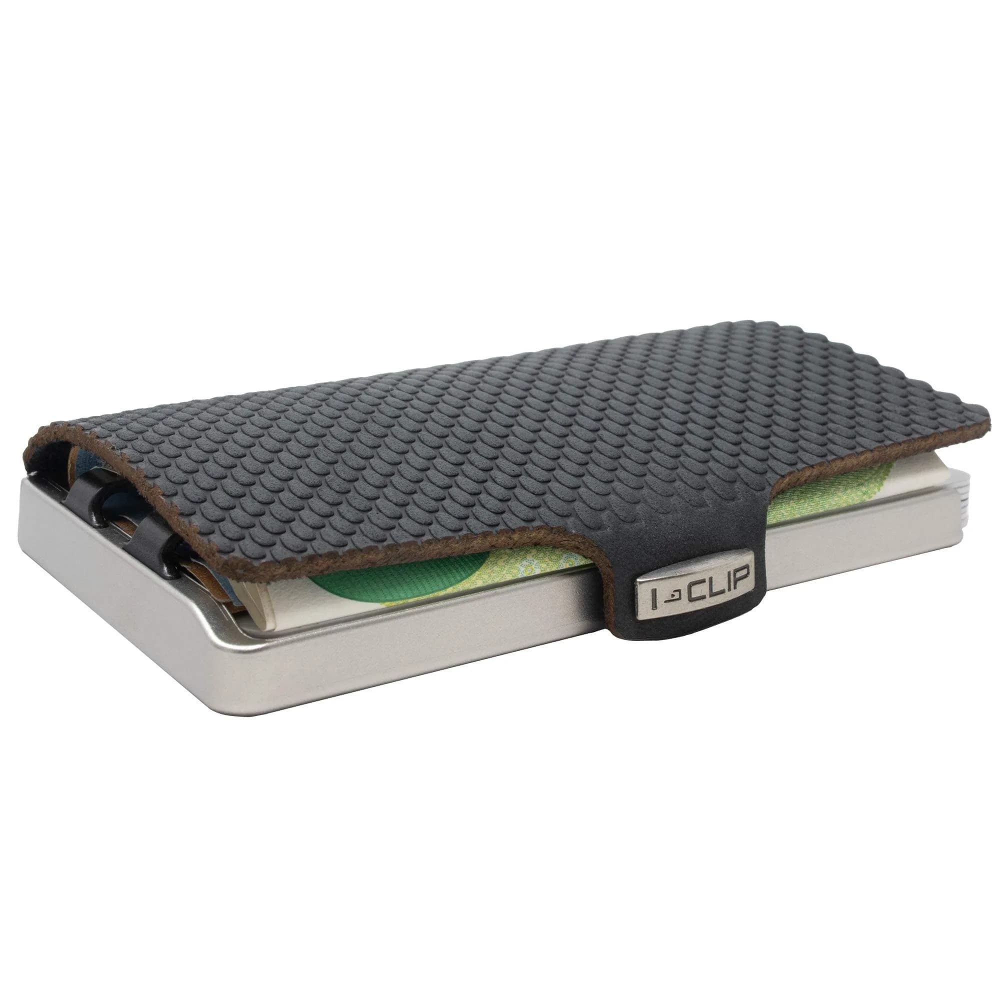 I-CLIP Stainless Steel Credit Card Case with Money Clip, Blasted Milanaise Black | Slim Leather Wallet for 10 Cards - view 2