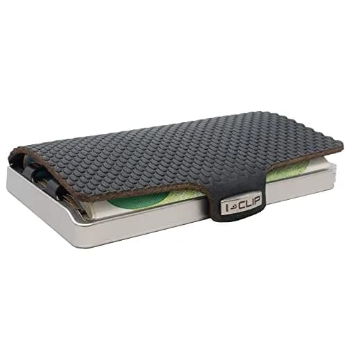 I-CLIP Stainless Steel Credit Card Case with Money Clip, Blasted Milanaise Black | Slim Leather Wallet for 10 Cards thumbnail 2