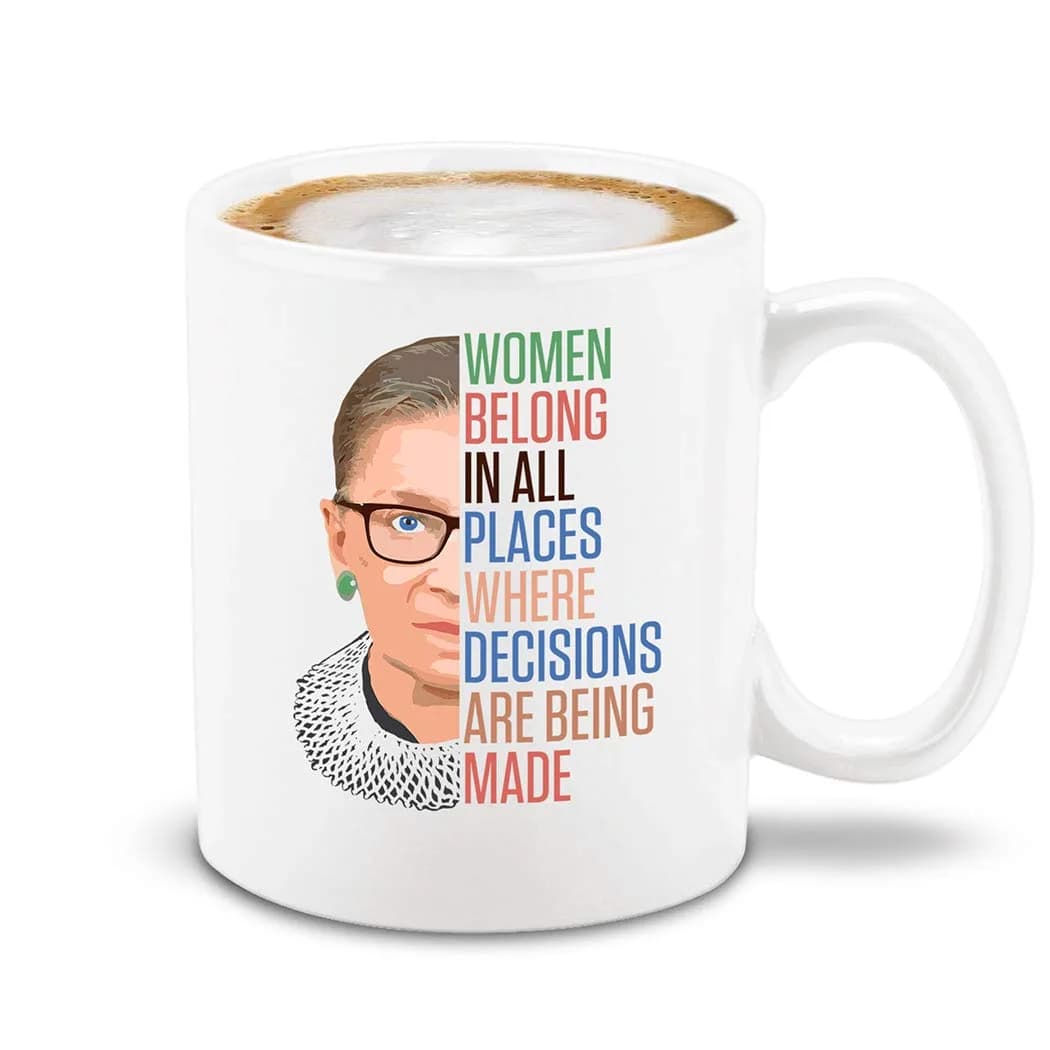 shop4ever Inspirational Ceramic Coffee Mug RBG Ruth Bader Ginsburg White 11oz | Celebrate Equality and Leadership — Colorful