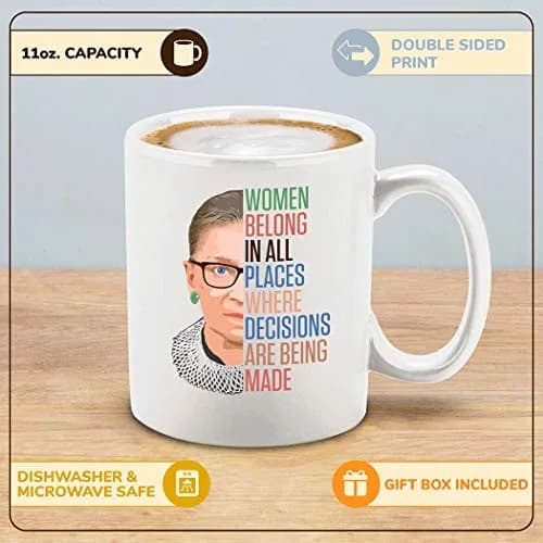 shop4ever Inspirational Ceramic Coffee Mug RBG Ruth Bader Ginsburg White 11oz | Celebrate Equality and Leadership thumbnail 2