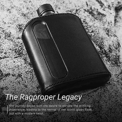 Ragproper Leather Glass Hip Flask 8oz | Durable Whiskey & Liquor Flask with Genuine Leather Cover thumbnail 5