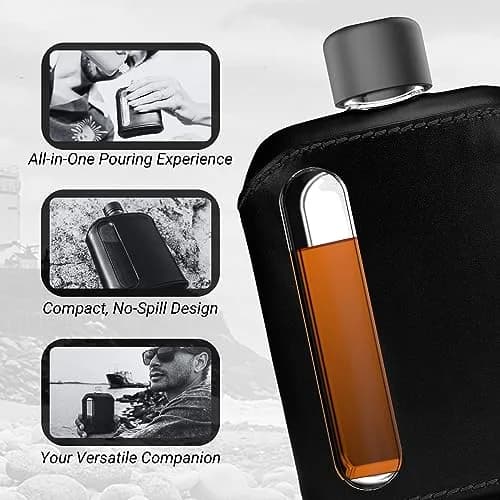 Ragproper Leather Glass Hip Flask 8oz | Durable Whiskey & Liquor Flask with Genuine Leather Cover thumbnail 6