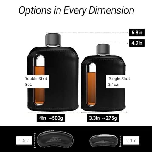 Ragproper Leather Glass Hip Flask 8oz | Durable Whiskey & Liquor Flask with Genuine Leather Cover thumbnail 3