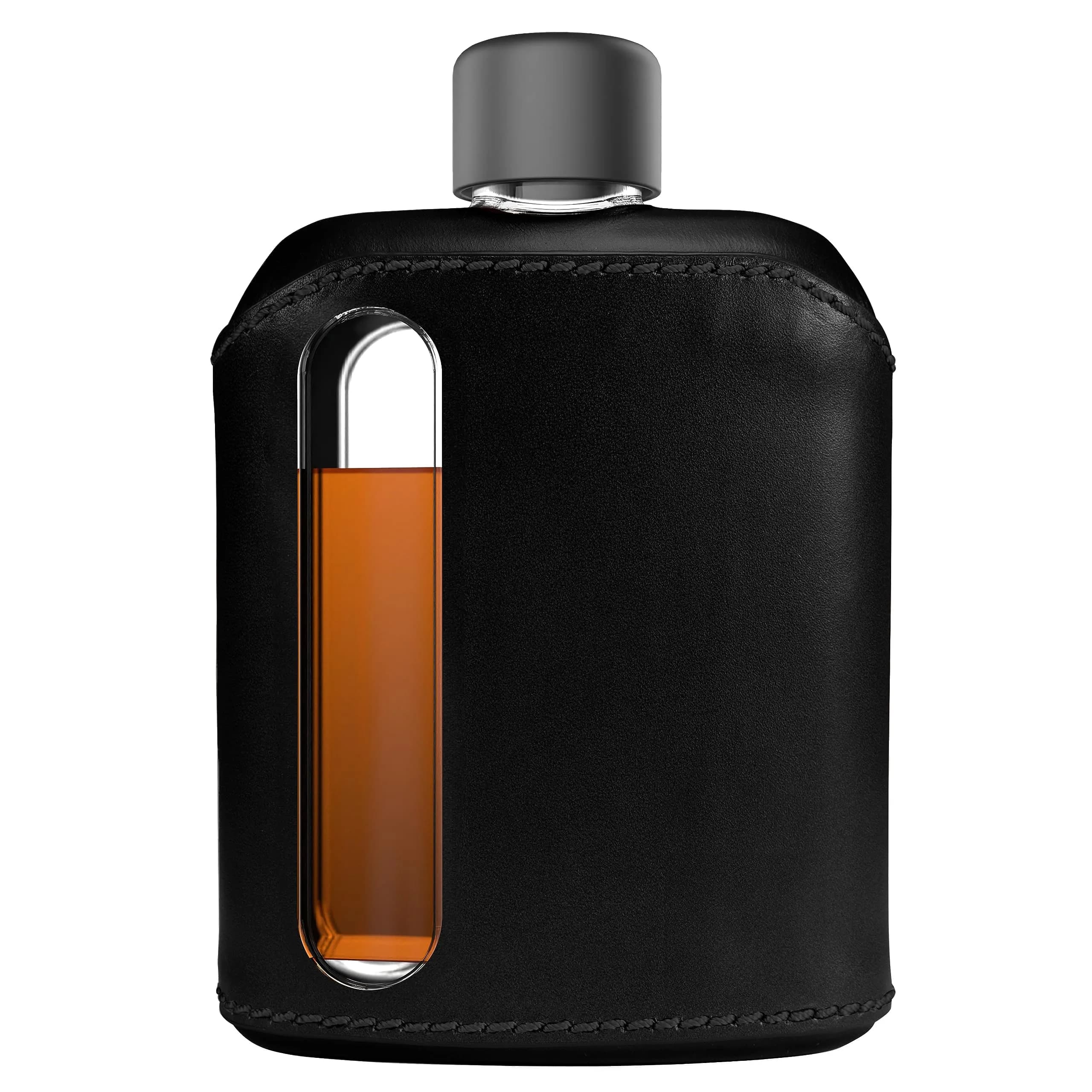Ragproper Leather Glass Hip Flask 8oz | Durable Whiskey & Liquor Flask with Genuine Leather Cover - main product image