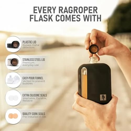 Ragproper Glass Hip Flask 100ml (3.4oz) Black | Patented Leakproof Design for Whiskey & Spirits thumbnail 4