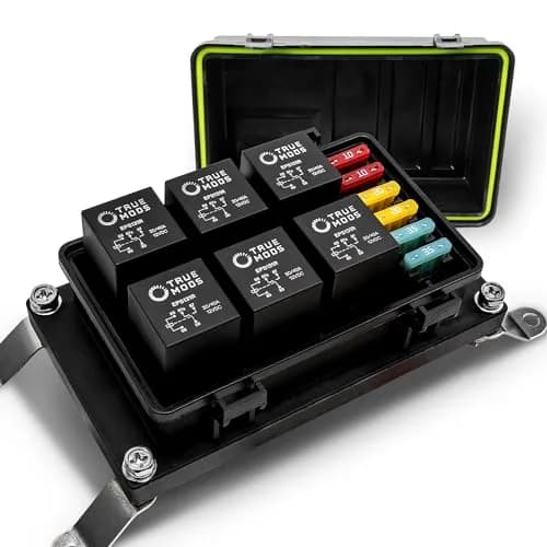 True MODS 12V Automotive Waterproof Fuse Relay Box Kit with 6 Relays & 10 Fuses | Organizes & Protects 6 Circuits thumbnail 1