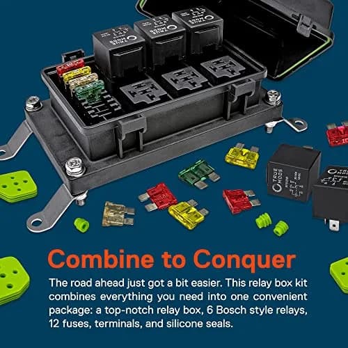 True MODS 12V Automotive Waterproof Fuse Relay Box Kit with 6 Relays & 10 Fuses | Organizes & Protects 6 Circuits thumbnail 2