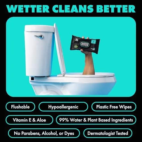 DUDE Wipes Mint Chill Adult Flushable Wet Wipes 48 Count | Refreshing, Hypoallergenic & Sewer Safe thumbnail 3