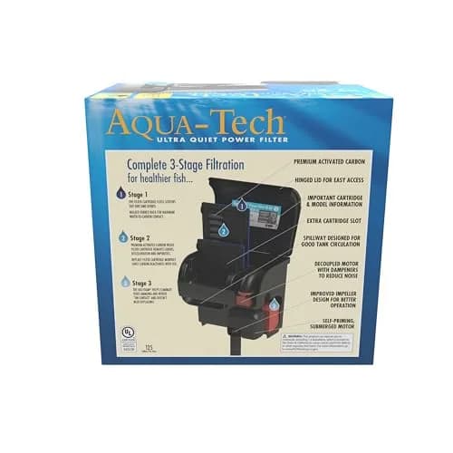 Aqua-Tech Ultra Quiet Power Filter for Aquariums 10-20 Gallon | 125 GPH, Low Noise, Biological & Carbon Filtration thumbnail 4